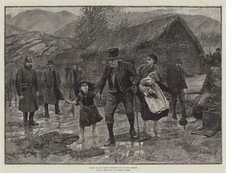 Szene bei einer irischen Zwangsräumung in County Kerry